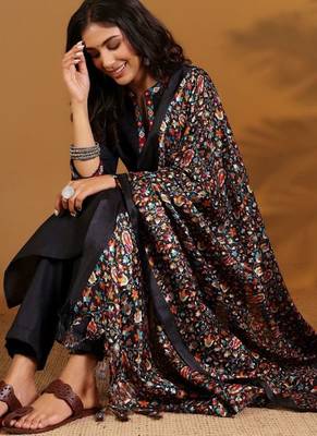 Ethnic Motifs Embroidered Woven Design  Cotton Kurta With Trousers & Dupatta 1