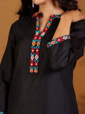 Ethnic Motifs Embroidered Woven Design  Cotton Kurta With Trousers & Dupatta 2