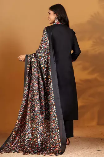 Ethnic Motifs Embroidered Woven Design Pure Cotton Kurta With Trousers & Dupatta