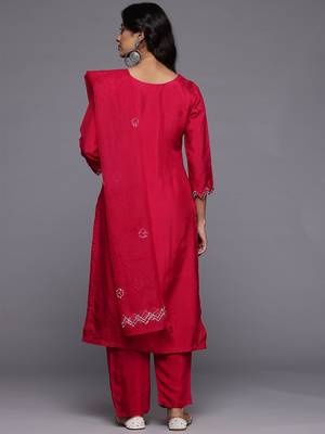 Embroidered Regular Thread Work Kurta with Trousers & With Dupatta 6