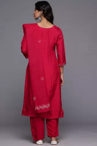 Embroidered Regular Thread Work Kurta with Trousers & With Dupatta