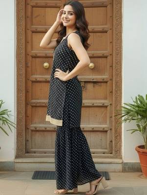 Women Ethnic Motifs Printed Regular Gotta Patti Kurta with Sharara 2