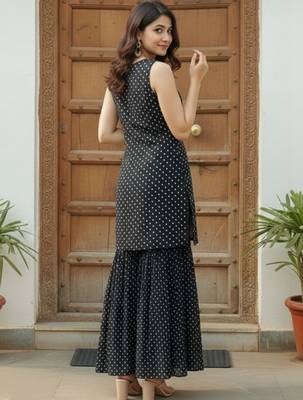 Women Ethnic Motifs Printed Regular Gotta Patti Kurta with Sharara 5
