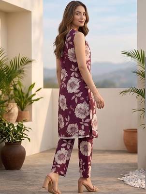 Women Floral Printed Regular  Cotton Kurta with Trousers 3