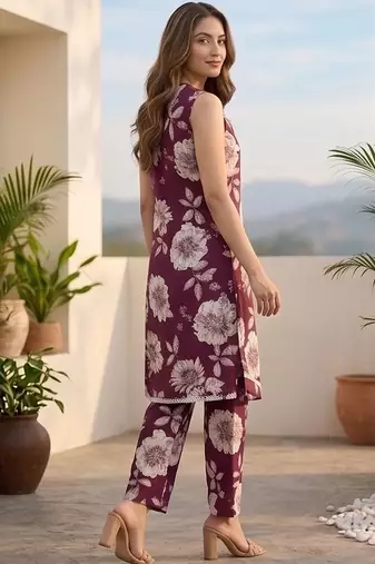 Women Floral Printed Regular Pure Cotton Kurta with Trousers