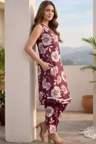 Women Floral Printed Regular Pure Cotton Kurta with Trousers