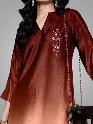Women Embroidered Regular Sequinned Kurta with Trousers 2