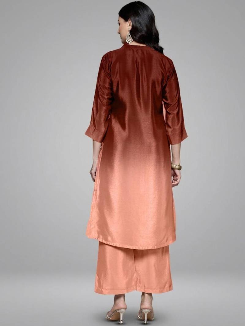 Women Embroidered Regular Sequinned Kurta with Trousers