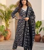 Women Floral Printed Regular Kurta with Trousers & With Dupatta