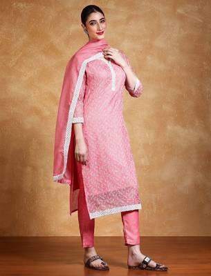 Women Floral Embroidered Regular Thread Work Kurta with Trousers & With Dupatta 4