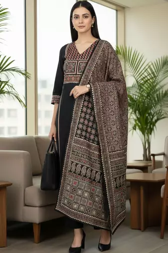 Women Ethnic Motifs Printed Regular Kurta with Trousers & With Dupatta
