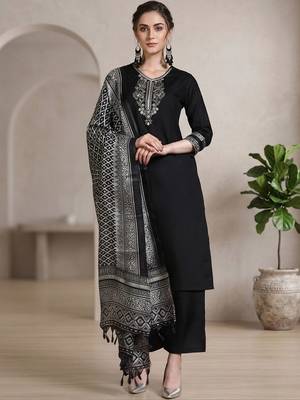 Women Ethnic Motifs Embroidered Regular Thread Work Kurta with Palazzos & With Dupatta 1