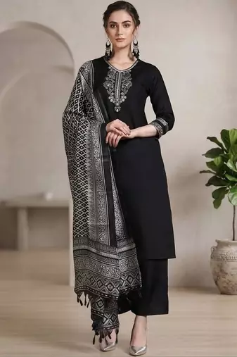 Women Ethnic Motifs Embroidered Regular Thread Work Kurta with Palazzos & With Dupatta