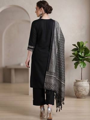 Women Ethnic Motifs Embroidered Regular Thread Work Kurta with Palazzos & With Dupatta 3