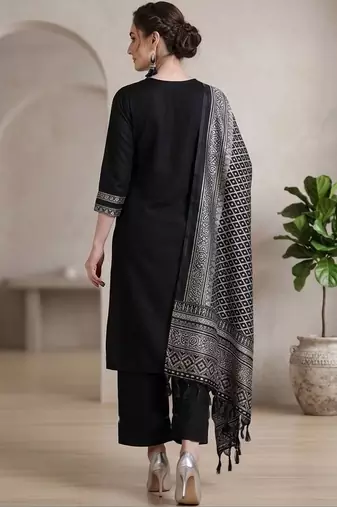 Women Ethnic Motifs Embroidered Regular Thread Work Kurta with Palazzos & With Dupatta