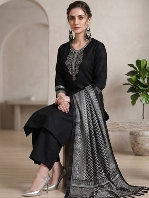 Women Ethnic Motifs Embroidered Regular Thread Work Kurta with Palazzos & With Dupatta 5