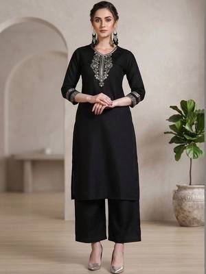 Women Ethnic Motifs Embroidered Regular Thread Work Kurta with Palazzos & With Dupatta 6