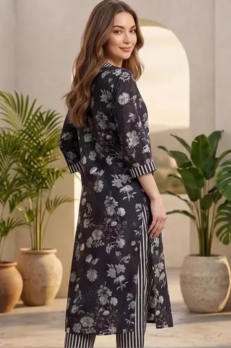 Women Floral Printed Regular Kurta with Trousers