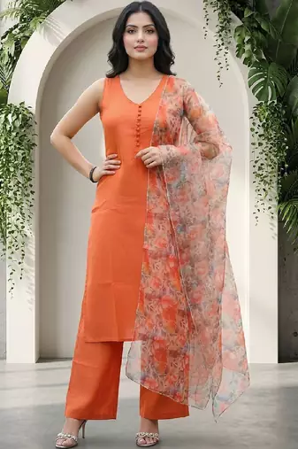 Women Floral Regular Pure Cotton Kurta with Palazzos & With Dupatta