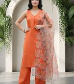 Women Floral Regular  Cotton Kurta with Palazzos & With Dupatta