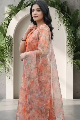 Women Floral Regular Pure Cotton Kurta with Palazzos & With Dupatta