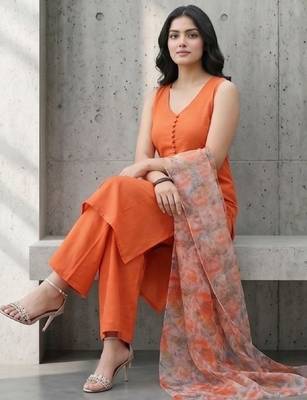 Women Floral Regular  Cotton Kurta with Palazzos & With Dupatta 3