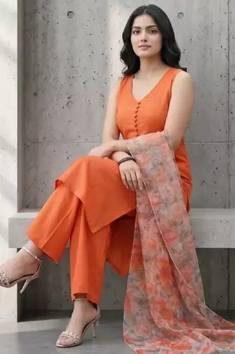 Women Floral Regular Pure Cotton Kurta with Palazzos & With Dupatta