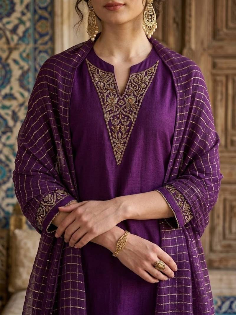 Women Regular Kurta with Trousers & With Dupatta