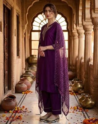 Women Regular Kurta with Trousers & With Dupatta 3