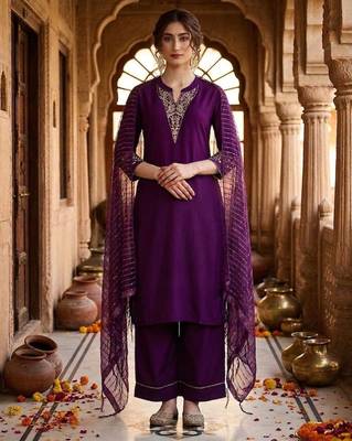 Women Regular Kurta with Trousers & With Dupatta 6