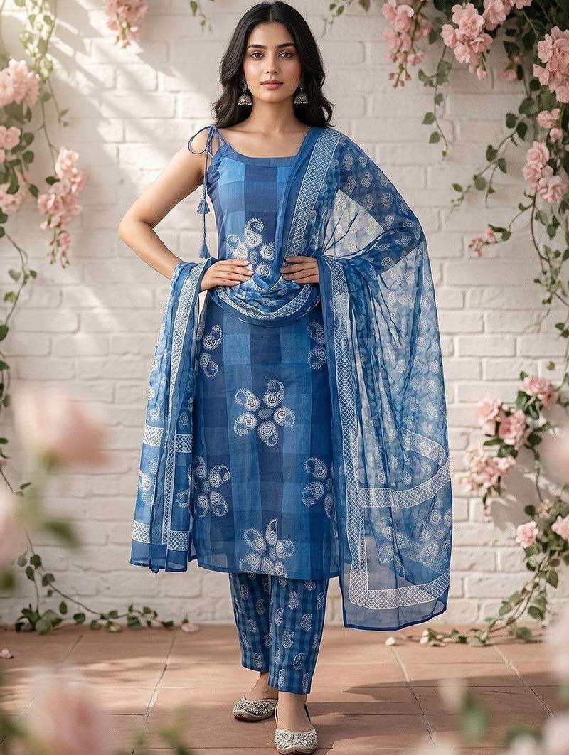 Women Ethnic Motifs Printed Regular Kurta with Trousers & With Dupatta