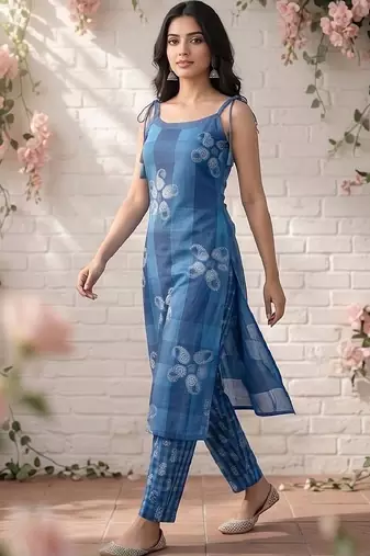 Women Ethnic Motifs Printed Regular Kurta with Trousers & With Dupatta