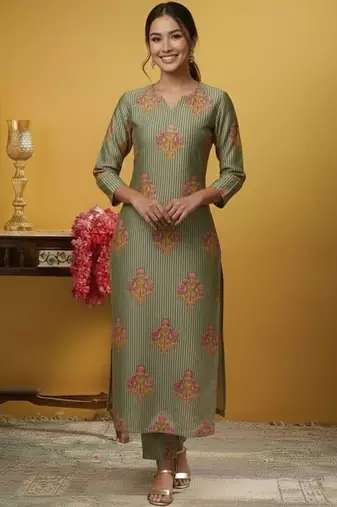 Women Ethnic Motifs Printed Regular Kurta with Trousers