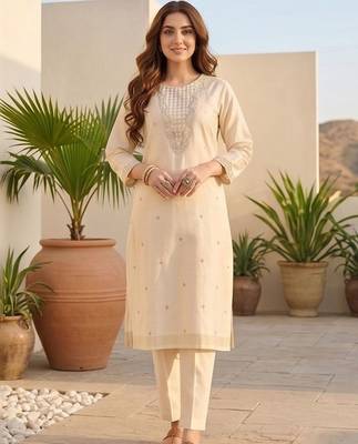 Women Ethnic Motifs Embroidered Regular Thread Work Kurta with Trousers & With Dupatta 2