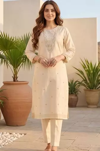 Women Ethnic Motifs Embroidered Regular Thread Work Kurta with Trousers & With Dupatta