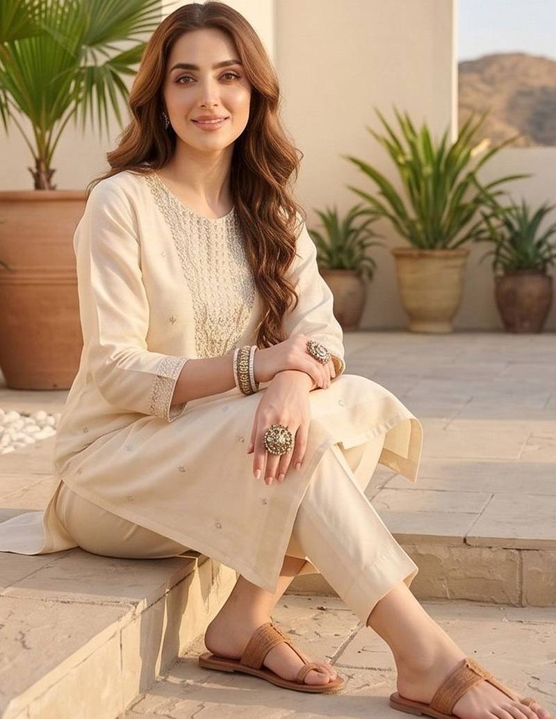 Women Ethnic Motifs Embroidered Regular Thread Work Kurta with Trousers & With Dupatta