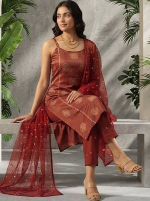 Women Ethnic Motifs Printed Regular Kurta with Trousers & With Dupatta 3