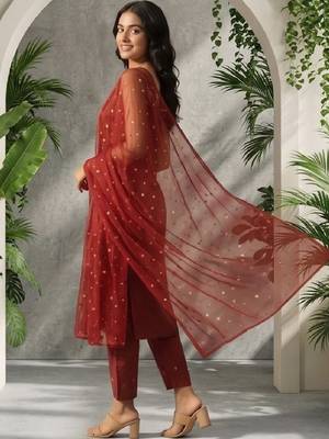 Women Ethnic Motifs Printed Regular Kurta with Trousers & With Dupatta 6