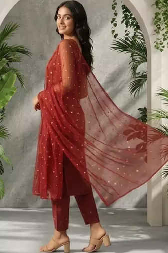 Women Ethnic Motifs Printed Regular Kurta with Trousers & With Dupatta