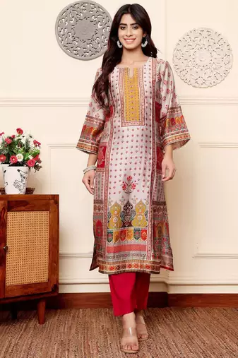Women Ethnic Motifs Printed Regular Gotta Patti Kurta with Trousers
