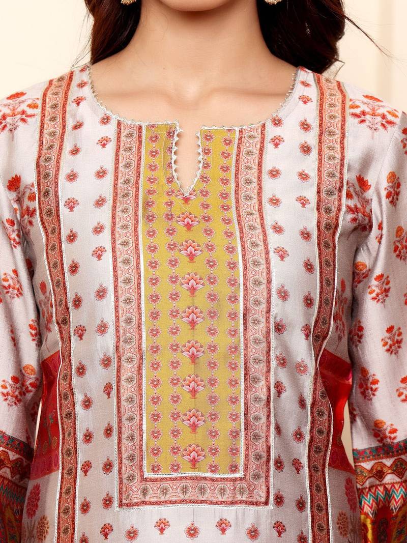 Women Ethnic Motifs Printed Regular Gotta Patti Kurta with Trousers