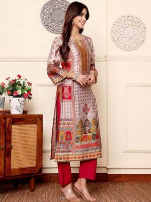 Women Ethnic Motifs Printed Regular Gotta Patti Kurta with Trousers 4