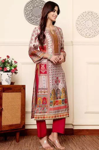 Women Ethnic Motifs Printed Regular Gotta Patti Kurta with Trousers