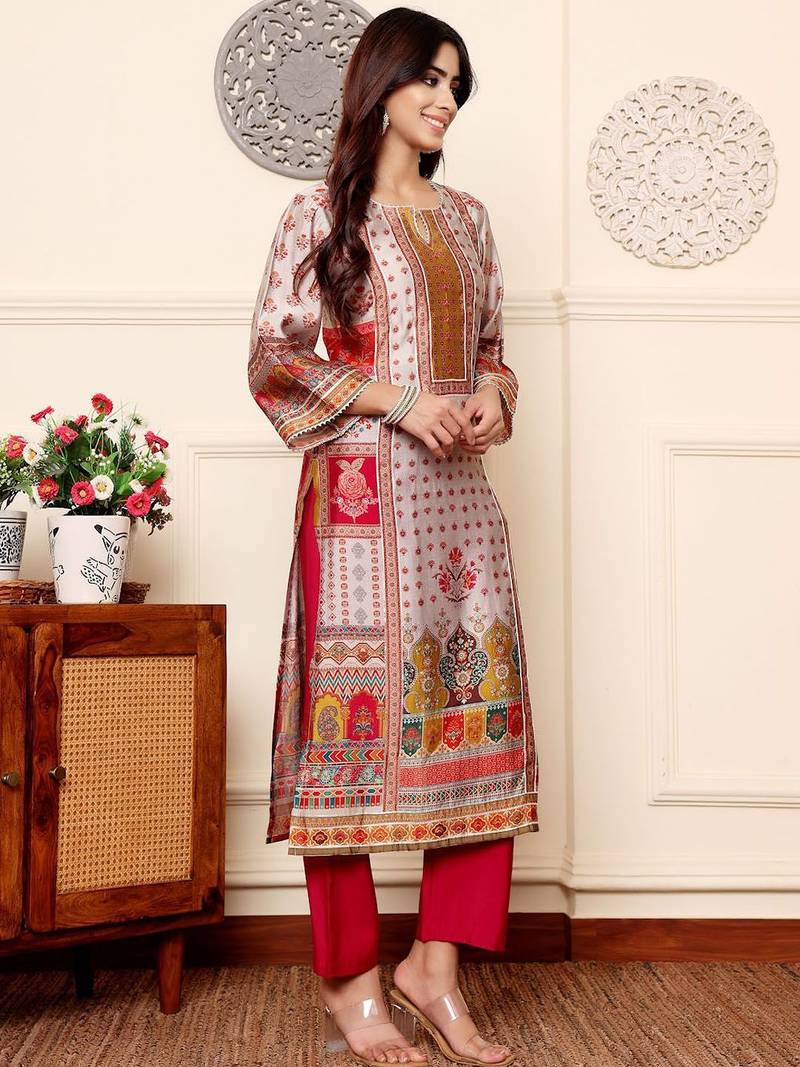 Women Ethnic Motifs Printed Regular Gotta Patti Kurta with Trousers