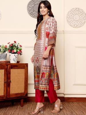 Women Ethnic Motifs Printed Regular Gotta Patti Kurta with Trousers 5
