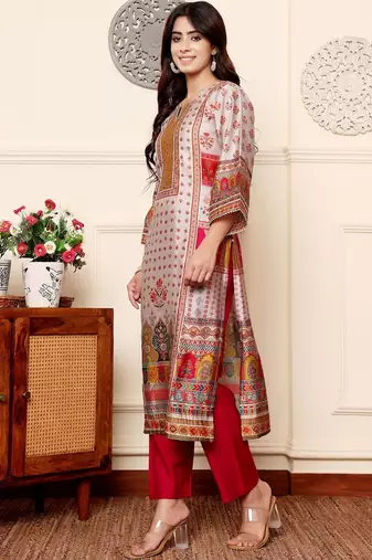 Women Ethnic Motifs Printed Regular Gotta Patti Kurta with Trousers