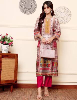 Women Ethnic Motifs Printed Regular Gotta Patti Kurta with Trousers 7