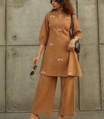 Cotton Flex Thread Work Kurta With Palazzos