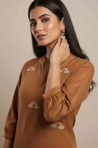 Cotton Flex Thread Work Kurta With Palazzos