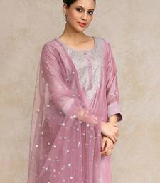 Women Floral Embroidered Regular Chanderi Silk Kurta with Trousers & With Dupatta